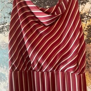 Red & White Striped Silky Dress